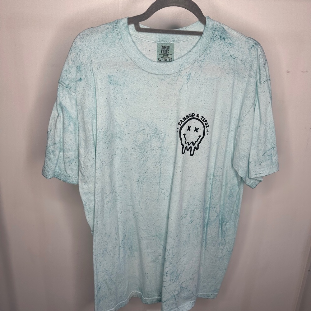 Comfort Colors Tanned & Tipsy Blue Tie Dye Tee-Size XL